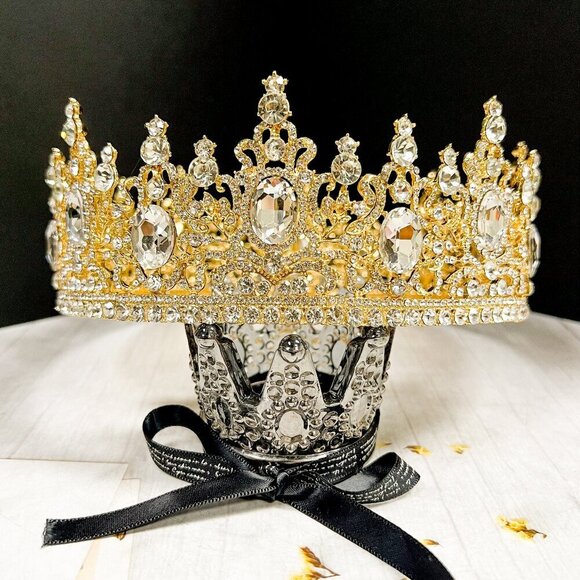 Vintage Gold Wedding Crown, Bridal Hair Piece, Wedding Jewelry, Goddess Crown